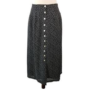 Harris Wallace Black White Button Front Maxi Skirt Lined NEW Size 10